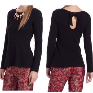Anthropologie Leifsdottir Black Peplum Top w/ Bow